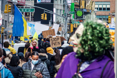 Thousands of all nationalities came together to protest the Ukrainian War in Times Square from noon well into the afternoon. Saturday, March 5, 2022. (C) Bianca Otero