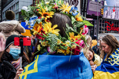 Thousands of all nationalities came together to protest the Ukrainian War in Times Square from noon well into the afternoon. Saturday, March 5, 2022. (C) Bianca Otero