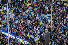 Thousands of all nationalities came together to protest the Ukrainian War in Times Square from noon well into the afternoon. Saturday, March 5, 2022. (C) Bianca Otero