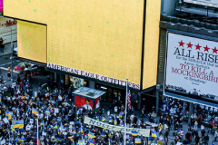 Thousands of all nationalities came together to protest the Ukrainian War in Times Square from noon well into the afternoon. Saturday, March 5, 2022. (C) Bianca Otero