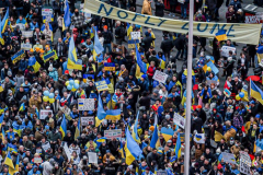 Thousands of all nationalities came together to protest the Ukrainian War in Times Square from noon well into the afternoon. Saturday, March 5, 2022. (C) Bianca Otero