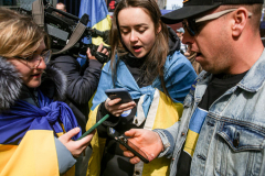 Thousands of all nationalities came together to protest the Ukrainian War in Times Square from noon well into the afternoon. Saturday, March 5, 2022. (C) Bianca Otero