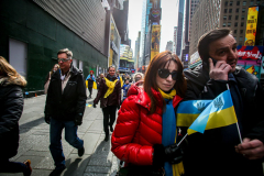 Thousands of all nationalities came together to protest the Ukrainian War in Times Square from noon well into the afternoon. Saturday, March 5, 2022. (C) Bianca Otero