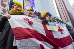 March 5, 2022: A demonstration supporting the Ukraine against the recent attack by Russia took place in Times Square.