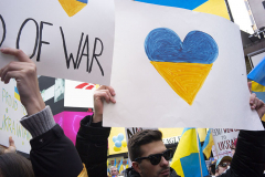March 5, 2022: A demonstration supporting the Ukraine against the recent attack by Russia took place in Times Square.