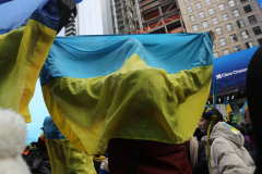 Demonstrators in Times Square protest against the War in the Ukraine and the agressor, Vladimir Putin, March 5, 2022.