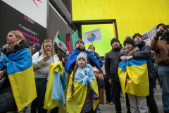 Demonstrators in Times Square protest against the War in the Ukraine and the agressor, Vladimir Putin, March 5, 2022.