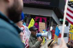 Demonstrators in Times Square protest against the War in the Ukraine and the agressor, Vladimir Putin, March 5, 2022.
