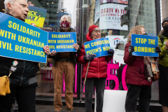 Demonstrators in Times Square protest against the War in the Ukraine and the agressor, Vladimir Putin, March 5, 2022.