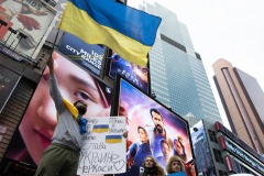 Demonstrators in Times Square protest against the War in the Ukraine and the agressor, Vladimir Putin, March 5, 2022.