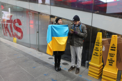 Demonstrators in Times Square protest against the War in the Ukraine and the agressor, Vladimir Putin, March 5, 2022.