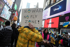 Demonstrators in Times Square protest against the War in the Ukraine and the agressor, Vladimir Putin, March 5, 2022.