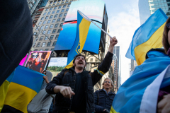 Demonstrators in Times Square protest against the War in the Ukraine and the agressor, Vladimir Putin, March 5, 2022.