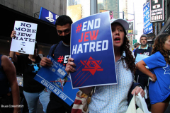 New York,Assembly Members Daniel Rosenthal and Simcha Eichenstein hold a protest to #EndJewHatred at Ben & Jerry’s, and to oppose antisemitic and illegal commercial boycotts against Jews and Israel. Ben & Jerry’s at 200 W. 44th Street, Manhattan. HeshyTischler  stirs up the crowd. and a counter protest backing Ben & Jerry's was held across the street from the anti Ben & Jerry's protest