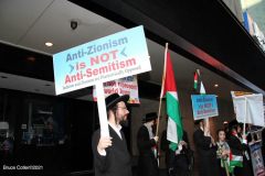 New York,Assembly Members Daniel Rosenthal and Simcha Eichenstein hold a protest to #EndJewHatred at Ben & Jerry’s, and to oppose antisemitic and illegal commercial boycotts against Jews and Israel. Ben & Jerry’s at 200 W. 44th Street, Manhattan. HeshyTischler  stirs up the crowd. and a counter protest backing Ben & Jerry's was held across the street from the anti Ben & Jerry's protest