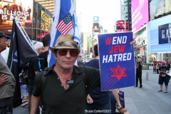 New York,Assembly Members Daniel Rosenthal and Simcha Eichenstein hold a protest to #EndJewHatred at Ben & Jerry’s, and to oppose antisemitic and illegal commercial boycotts against Jews and Israel. Ben & Jerry’s at 200 W. 44th Street, Manhattan. HeshyTischler  stirs up the crowd. and a counter protest backing Ben & Jerry's was held across the street from the anti Ben & Jerry's protest