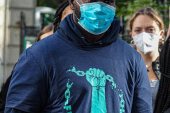 Demonstrators during a protest against Rikers Island Prison and facilities in front of City Hall, NYC, October 1, 2021.
On September 22, 2021 the death of Stephan Khadu, 24, just a few days after Abdul Karim, became the 12th inmate to die at Rikers Island Prison in 2021. After various inquiries and investigations, activist groups such as:  Women Prison Coalition, HALT Solitary Confinement, Vocal New York and Jails Action Coalition  organized the protest to gather former inmates, family and supporters together, to demand answers from local authorities and political figures regarding the system of prison management, process of bail and incarceration of people who inevitably find themselves in prison without a conviction. 
The protest moved from City Hall onto a Broadway intersection and blocked traffic up to a half a mile long for almost an hour. 
(C) Bianca Otero, October 1, 2021