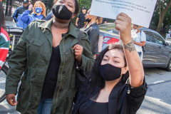 Demonstrators during a protest against Rikers Island Prison and facilities in front of City Hall, NYC, October 1, 2021.
On September 22, 2021 the death of Stephan Khadu, 24, just a few days after Abdul Karim, became the 12th inmate to die at Rikers Island Prison in 2021. After various inquiries and investigations, activist groups such as:  Women Prison Coalition, HALT Solitary Confinement, Vocal New York and Jails Action Coalition  organized the protest to gather former inmates, family and supporters together, to demand answers from local authorities and political figures regarding the system of prison management, process of bail and incarceration of people who inevitably find themselves in prison without a conviction. 
The protest moved from City Hall onto a Broadway intersection and blocked traffic up to a half a mile long for almost an hour. 
(C) Bianca Otero, October 1, 2021