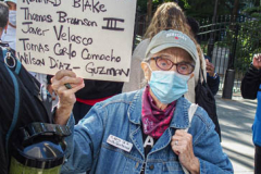 Demonstrators during a protest against Rikers Island Prison and facilities in front of City Hall, NYC, October 1, 2021.
On September 22, 2021 the death of Stephan Khadu, 24, just a few days after Abdul Karim, became the 12th inmate to die at Rikers Island Prison in 2021. After various inquiries and investigations, activist groups such as:  Women Prison Coalition, HALT Solitary Confinement, Vocal New York and Jails Action Coalition  organized the protest to gather former inmates, family and supporters together, to demand answers from local authorities and political figures regarding the system of prison management, process of bail and incarceration of people who inevitably find themselves in prison without a conviction. 
The protest moved from City Hall onto a Broadway intersection and blocked traffic up to a half a mile long for almost an hour. 
(C) Bianca Otero, October 1, 2021