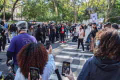 Tiffany Caban, former public defender and currently runner for City Council in NYC's 22nd district, speaks during a protest against Rikers Island Prison and facilities in front of City Hall, NYC, October 1, 2021.
On September 22, 2021 the death of Stephan Khadu, 24, just a few days after Abdul Karim, became the 12th inmate to die at Rikers Island Prison in 2021. After various inquiries and investigations, activist groups such as:  Women Prison Coalition, HALT Solitary Confinement, Vocal New York and Jails Action Coalition  organized the protest to gather former inmates, family and supporters together, to demand answers from local authorities and political figures regarding the system of prison management, process of bail and incarceration of people who inevitably find themselves in prison without a conviction. 
The protest moved from City Hall onto a Broadway intersection and blocked traffic up to a half a mile long for almost an hour. 
(C) Bianca Otero, October 1, 2021