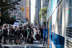 Tiffany Caban, former public defender and currently runner for City Council in NYC's 22nd district, speaks during a protest against Rikers Island Prison and facilities in front of City Hall, NYC, October 1, 2021.
On September 22, 2021 the death of Stephan Khadu, 24, just a few days after Abdul Karim, became the 12th inmate to die at Rikers Island Prison in 2021. After various inquiries and investigations, activist groups such as:  Women Prison Coalition, HALT Solitary Confinement, Vocal New York and Jails Action Coalition  organized the protest to gather former inmates, family and supporters together, to demand answers from local authorities and political figures regarding the system of prison management, process of bail and incarceration of people who inevitably find themselves in prison without a conviction. 
The protest moved from City Hall onto a Broadway intersection and blocked traffic up to a half a mile long for almost an hour. 
(C) Bianca Otero, October 1, 2021