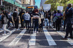Demonstrators during a protest against Rikers Island Prison and facilities in front of City Hall, NYC, October 1, 2021.
On September 22, 2021 the death of Stephan Khadu, 24, just a few days after Abdul Karim, became the 12th inmate to die at Rikers Island Prison in 2021. After various inquiries and investigations, activist groups such as:  Women Prison Coalition, HALT Solitary Confinement, Vocal New York and Jails Action Coalition  organized the protest to gather former inmates, family and supporters together, to demand answers from local authorities and political figures regarding the system of prison management, process of bail and incarceration of people who inevitably find themselves in prison without a conviction. 
The protest moved from City Hall onto a Broadway intersection and blocked traffic up to a half a mile long for almost an hour. 
(C) Bianca Otero, October 1, 2021