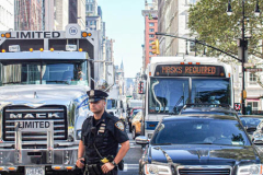 After a protest against Rikers Island Prison moved onto a Broadway intersection, traffic was stalled upto a half mile long for about an hour.  
On September 22, 2021 the death of Stephan Khadu, 24, just a few days after Abdul Karim, became the 12th inmate to die at Rikers Island Prison in 2021. After various inquiries and investigations, activist groups such as:  Women Prison Coalition, HALT Solitary Confinement, Vocal New York and Jails Action Coalition  organized the protest to gather former inmates, family and supporters together, to demand answers from local authorities and political figures regarding the system of prison management, process of bail and incarceration of people who inevitably find themselves in prison without a conviction. 
(C) Bianca Otero, October 1, 2021