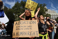 New York,  October 2, 2021  The Rally for Abortion Justice in Manhattan, Hundreds of abortion-rights supporters gathered in Foley Square then marched to Washington Square Park in Manhattan.Hundreds of rallies nationwide Saturday for the first Women’s March demonstrations since President Trump left office.