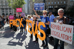 New York,  October 2, 2021  The Rally for Abortion Justice in Manhattan, Hundreds of abortion-rights supporters gathered in Foley Square then marched to Washington Square Park in Manhattan.Hundreds of rallies nationwide Saturday for the first Women’s March demonstrations since President Trump left office.