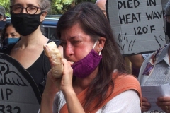 Group of observant jews protest in front of United States Senator Charles Schumer's apartment building on the eve of the Holiest of jewish holidays Yom Kippur. The protestors want him to try and delay the confirmation hearing for Supreme court justice until after the election. Some protestors blow the ceremonial shofar (Rams Horn).