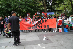New York,   Housing Works inc. Advocacy group holds a rally and civil disobedience by laying down and blocking Broadway in front of City Hall. New York City Police Department officers arrested 9 people.