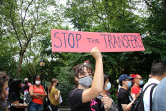 New York,   Housing Works inc. Advocacy group holds a rally and civil disobedience by laying down and blocking Broadway in front of City Hall. New York City Police Department officers arrested 9 people.