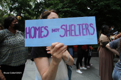 New York,   Housing Works inc. Advocacy group holds a rally and civil disobedience by laying down and blocking Broadway in front of City Hall. New York City Police Department officers arrested 9 people.