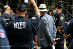 New York,   Housing Works inc. Advocacy group holds a rally and civil disobedience by laying down and blocking Broadway in front of City Hall. New York City Police Department officers arrested 9 people.