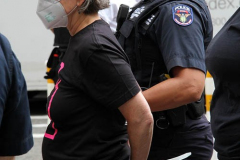 New York,   Housing Works inc. Advocacy group holds a rally and civil disobedience by laying down and blocking Broadway in front of City Hall. New York City Police Department officers arrested 9 people.