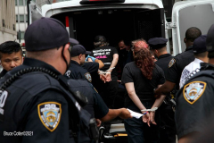 New York,   Housing Works inc. Advocacy group holds a rally and civil disobedience by laying down and blocking Broadway in front of City Hall. New York City Police Department officers arrested 9 people.
