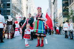 New York,   New York, NY - New York City’s Fifth Avenue  closed Sunday, October 03rd, 2021, from 12:00 Noon to 6:00 PM as Polish-Americans join together in honor of Brigadier General Casimir Pulaski, hero of the American Revolutionary War who died at the battle of Savannah Georgia in October, 1779. The parade stepped off from Fifth Avenue at 35th Street at 12:30 PM with the Honor Guard of the New York City Police and Fire Departments leading the way up 5th Avenue to 54th Street.