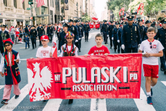 New York,   New York, NY - New York City’s Fifth Avenue  closed Sunday, October 03rd, 2021, from 12:00 Noon to 6:00 PM as Polish-Americans join together in honor of Brigadier General Casimir Pulaski, hero of the American Revolutionary War who died at the battle of Savannah Georgia in October, 1779. The parade stepped off from Fifth Avenue at 35th Street at 12:30 PM with the Honor Guard of the New York City Police and Fire Departments leading the way up 5th Avenue to 54th Street.