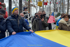 Protests arose in several parts of the city, where an estimated 500+ demonstrators marched from Times Square to the Permanent Mission of the Russian Federation. They then marched along Lexington Avenue to the United Nations, located within Dag Hammarskjold Plaza on East 47th Street in Manhattan. 

Among their chants, they shouted "hands off Ukraine," "stop Russia now," "stand with Ukraine," and "support Ukraine." Some also sang the Ukrainian national anthem. 

Photographer Placido D. Perez
NYPPA Independent Photographer
