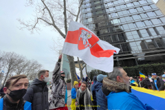 Protests arose in several parts of the city, where an estimated 500+ demonstrators marched from Times Square to the Permanent Mission of the Russian Federation. They then marched along Lexington Avenue to the United Nations, located within Dag Hammarskjold Plaza on East 47th Street in Manhattan. 

Among their chants, they shouted "hands off Ukraine," "stop Russia now," "stand with Ukraine," and "support Ukraine." Some also sang the Ukrainian national anthem. 

Photographer Placido D. Perez
NYPPA Independent Photographer