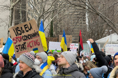 Protests arose in several parts of the city, where an estimated 500+ demonstrators marched from Times Square to the Permanent Mission of the Russian Federation. They then marched along Lexington Avenue to the United Nations, located within Dag Hammarskjold Plaza on East 47th Street in Manhattan. 

Among their chants, they shouted "hands off Ukraine," "stop Russia now," "stand with Ukraine," and "support Ukraine." Some also sang the Ukrainian national anthem. 

Photographer Placido D. Perez
NYPPA Independent Photographer