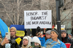 Protests arose in several parts of the city, where an estimated 500+ demonstrators marched from Times Square to the Permanent Mission of the Russian Federation. They then marched along Lexington Avenue to the United Nations, located within Dag Hammarskjold Plaza on East 47th Street in Manhattan. 

Among their chants, they shouted "hands off Ukraine," "stop Russia now," "stand with Ukraine," and "support Ukraine." Some also sang the Ukrainian national anthem. 

Photographer Placido D. Perez
NYPPA Independent Photographer