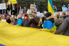 Protests arose in several parts of the city, where an estimated 500+ demonstrators marched from Times Square to the Permanent Mission of the Russian Federation. They then marched along Lexington Avenue to the United Nations, located within Dag Hammarskjold Plaza on East 47th Street in Manhattan. 

Among their chants, they shouted "hands off Ukraine," "stop Russia now," "stand with Ukraine," and "support Ukraine." Some also sang the Ukrainian national anthem. 

Photographer Placido D. Perez
NYPPA Independent Photographer