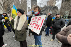 Protests arose in several parts of the city, where an estimated 500+ demonstrators marched from Times Square to the Permanent Mission of the Russian Federation. They then marched along Lexington Avenue to the United Nations, located within Dag Hammarskjold Plaza on East 47th Street in Manhattan. 

Among their chants, they shouted "hands off Ukraine," "stop Russia now," "stand with Ukraine," and "support Ukraine." Some also sang the Ukrainian national anthem. 

Photographer Placido D. Perez
NYPPA Independent Photographer