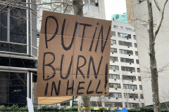 Protests arose in several parts of the city, where an estimated 500+ demonstrators marched from Times Square to the Permanent Mission of the Russian Federation. They then marched along Lexington Avenue to the United Nations, located within Dag Hammarskjold Plaza on East 47th Street in Manhattan. 

Among their chants, they shouted "hands off Ukraine," "stop Russia now," "stand with Ukraine," and "support Ukraine." Some also sang the Ukrainian national anthem. 

Photographer Placido D. Perez
NYPPA Independent Photographer