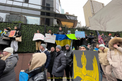 Protests arose in several parts of the city, where an estimated 500+ demonstrators marched from Times Square to the Permanent Mission of the Russian Federation. They then marched along Lexington Avenue to the United Nations, located within Dag Hammarskjold Plaza on East 47th Street in Manhattan. 

Among their chants, they shouted "hands off Ukraine," "stop Russia now," "stand with Ukraine," and "support Ukraine." Some also sang the Ukrainian national anthem. 

Photographer Placido D. Perez
NYPPA Independent Photographer