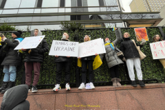 Protests arose in several parts of the city, where an estimated 500+ demonstrators marched from Times Square to the Permanent Mission of the Russian Federation. They then marched along Lexington Avenue to the United Nations, located within Dag Hammarskjold Plaza on East 47th Street in Manhattan. 

Among their chants, they shouted "hands off Ukraine," "stop Russia now," "stand with Ukraine," and "support Ukraine." Some also sang the Ukrainian national anthem. 

Photographer Placido D. Perez
NYPPA Independent Photographer