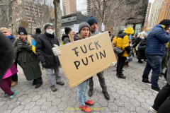 Protests arose in several parts of the city, where an estimated 500+ demonstrators marched from Times Square to the Permanent Mission of the Russian Federation. They then marched along Lexington Avenue to the United Nations, located within Dag Hammarskjold Plaza on East 47th Street in Manhattan. 

Among their chants, they shouted "hands off Ukraine," "stop Russia now," "stand with Ukraine," and "support Ukraine." Some also sang the Ukrainian national anthem. 

Photographer Placido D. Perez
NYPPA Independent Photographer