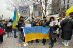 Protests arose in several parts of the city, where an estimated 500+ demonstrators marched from Times Square to the Permanent Mission of the Russian Federation. They then marched along Lexington Avenue to the United Nations, located within Dag Hammarskjold Plaza on East 47th Street in Manhattan. 

Among their chants, they shouted "hands off Ukraine," "stop Russia now," "stand with Ukraine," and "support Ukraine." Some also sang the Ukrainian national anthem. 

Photographer Placido D. Perez
NYPPA Independent Photographer