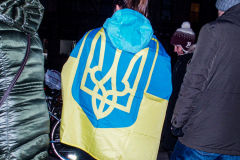 Several hundred came together to protest the Russian invasion of Ukraine in front of the Russian Consulate in the Upper East Side of Manhattan, Thursday, February 24, 2022. 
People from Ukraine or Ukrainian decent as well as Latvian, Estonian, Kazakh and even Russian came together to protest the invasion and support Ukraine and show solidarity. Students, professionals, and tourists endured the cold weather in a peaceful gathering. (C) Bianca Otero